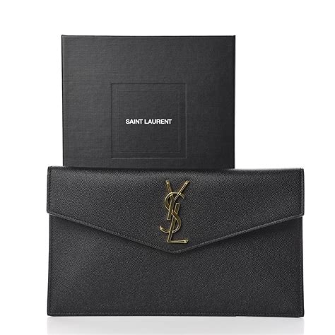 SAINT LAURENT Grain De Poudre Uptown Pouch Black